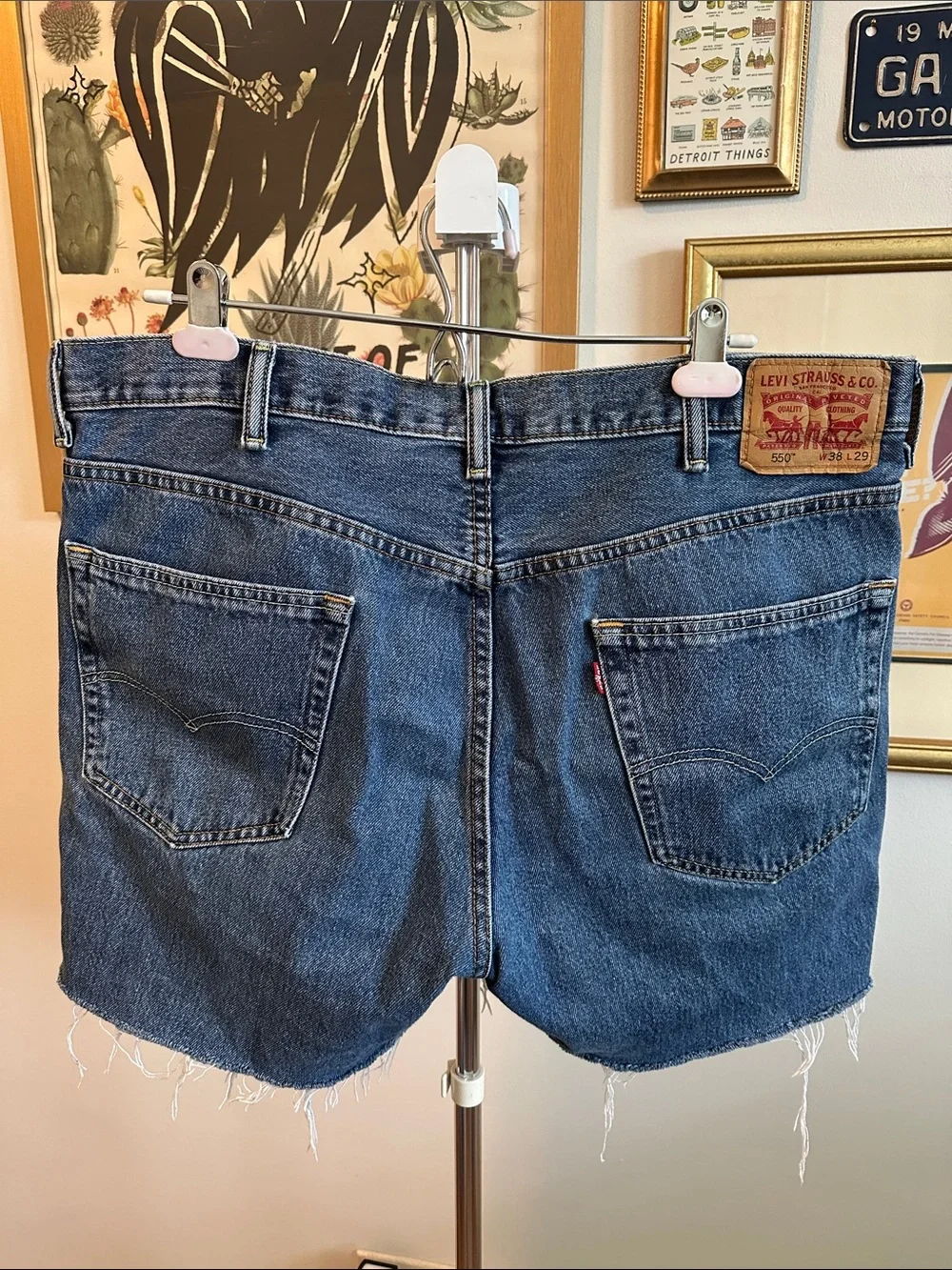Levi's Blue Denim Cutoff Shorts with Frayed Hem